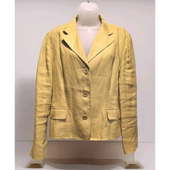 Talbots Spring Green 100% Irish Linen 3 Button Blazer Lined Sz 14p - Picture 1 of 7